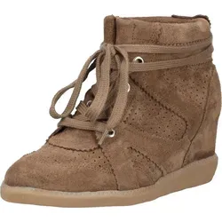 Pavement Stiefelette Veloursleder Braun 40 EU - Elegante Schnürstiefelette aus Veloursleder mit 7 cm Keilabsatz und rundem Schnitt für einen lässigen Look. Ideal für jeden Anlass und bequem im Alltag.