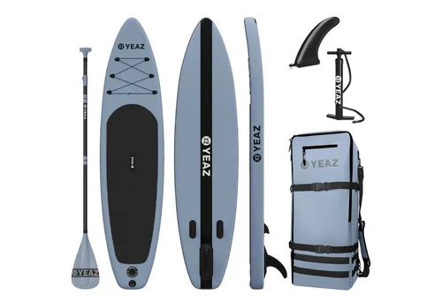 YEAZ Inflatable SUP-Board MARINA - EXOTRACE mit Zubehör - Aufblasbares SUP-Board für Einsteiger und Fortgeschrittene, inkl. Paddel, Handpumpe und Rucksack. Ideal für entspannte Ausflüge auf dem Wasser, leicht zu transportieren und einfach aufzublasen.