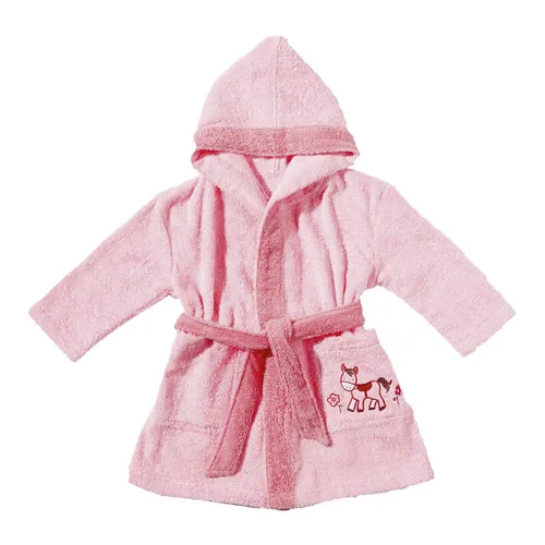 Egeria Babybademantel Pony - Kinder-Bademantel aus 100% Organic Cotton, lang geschnitten mit Kapuze und süßer Pony-Stickerei, ideal für gemütliche Badezeiten.