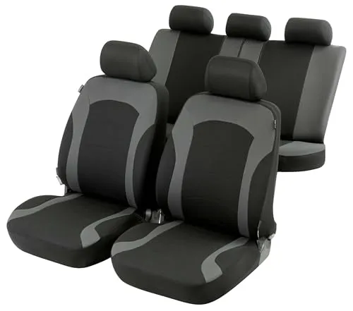 WALSER Sitzschonbezug für VW, MERCEDES-BENZ, AUDI 11786 - Autositzbezüge aus hochwertigem Polyester in schwarz/grau, perfekt für PKWs und schützt Ihre Sitze vor Abnutzung.