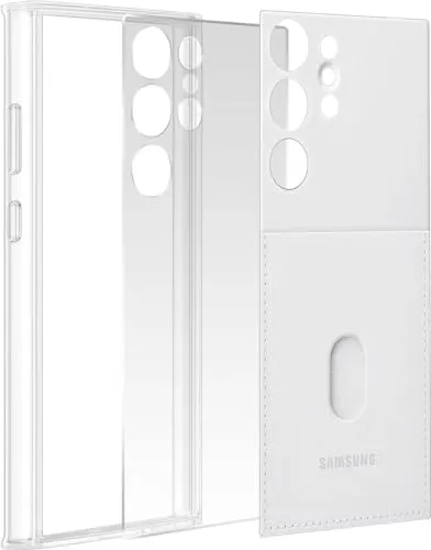 Samsung Frame Smartphone Case EF-MS918 für Galaxy S23 Ultra, Handy-Hülle, Durchsichtig, Kratzfest, Rahmen, Kartenfach, White