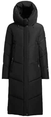 khujo Damen Wintermantel Pulset Matt - Warmer Steppmantel - Funktionsjacken mit verstellbarer Kapuze und Fleece-fütterten Taschen für optimalen Kälteschutz. Ideal für kalte Wintertage!