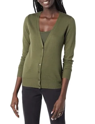 Amazon Essentials Damen Leichter Cardigan-Pulli, Olivgrün, M