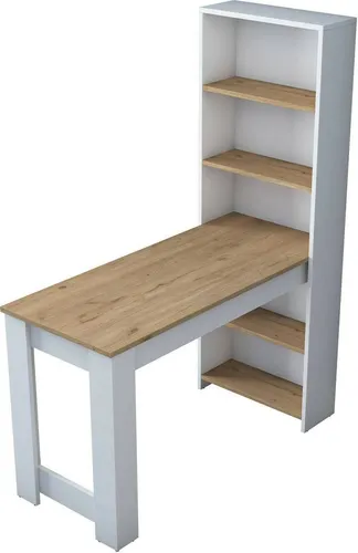 Esstisch Talitha - Vielseitiges Küchenregal in Walnuss und Weiß - Regale - Der feste Esstisch Talitha (120x54h154 cm) bietet Platz für Gäste und passt perfekt in Wohnzimmer oder Küche. Ideales Möbelstück für jeden Raum mit Platzbedarf.