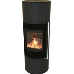ECOfoxx Kaminofen Ottawa - Runder Premium-Kaminofen mit 6,30 kW - Kaminöfen der Energieeffizienzklasse A+, ideal für effizientes Heizen mit Holz und Holzbriketts, ausgestattet mit Speichersteinen für optimale Wärmehaltung.