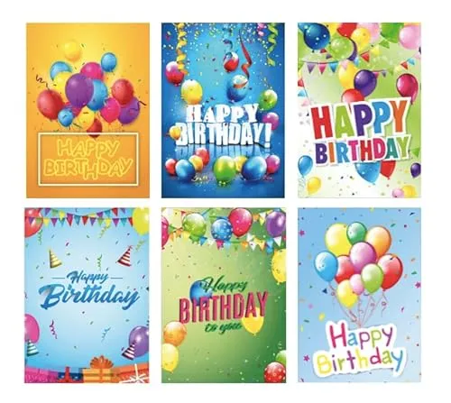 Handarbeit - Lieblingsladen 6 Premium Geburtstagskarten Happy Birthday 14,8x10,5cm mit weißem Umschlag, bunt, Karten zum Geburtstag Glückwunschkarten Alles Gute Happy-Birthday-Karten