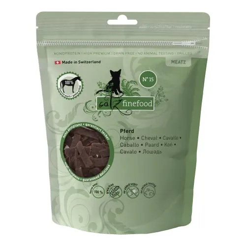 catz finefood Meatz Katzen Leckerlies Pferd N° 15 - knusprige Streifen aus 100 Prozent Pferdefleisch - Katzensnack für Allergiker ohne Zucker, getreidefrei (1 x 45 g)