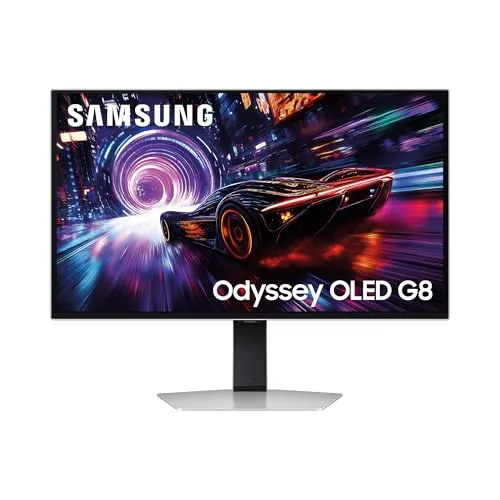 Samsung Odyssey OLED-Monitor G8-G81SF - 240 Hz, 4K, verstellbar - Erleben Sie brillante 4K-Bilder mit der fortschrittlichen QD-OLED-Technologie. Der Monitor bietet eine hohe Bildwiederholrate von 240 Hz für flüssiges Gameplay und ist flexibel in der Einstellung für optimalen Komfort.