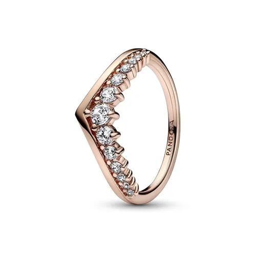Pandora Rosévergold Ring mit Edelsteinen - 54 - Eleganter Ring aus 14K rosévergoldetem Metall mit funkelnden Zirkonia, ideal für besondere Anlässe oder als Geschenk.