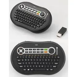 CTFWIKE-4 Wireless Funk-Tastatur mit Maus-Stick - Kompakte Tastatur mit 10m Reichweite, Mausstick und Touch-Sensorfeld für einfaches Scrollen. Ideal für Multimedia-Nutzung und kompatibel mit Windows und PS3.
