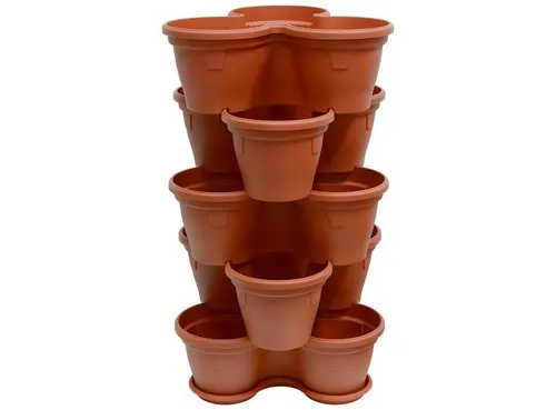 Engelland Blumenständer Säulentopf - Hochbeet & Kräuterbeet - Blumenständer aus robustem, UV-beständigem Kunststoff, stapelbar und platzsparend. Ideal für Innen- und Außenbereich mit 11 Litern Fassungsvermögen pro Ebene.