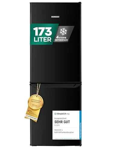 Heinrich's Kühlgefrierkombination 173L - Kühlschrank & Gefrierschrank in einem, mit 121L Kühl- und 52L Gefriervolumen, energieeffizient und leise mit nur 40dB – ideal für jeden Haushalt!