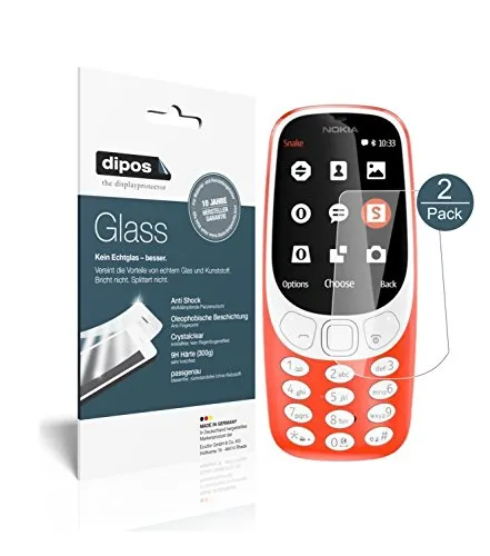 dipos I 2X Displayschutz klar kompatibel mit Nokia 3310 Schutzfolie 9H Anti-Shock