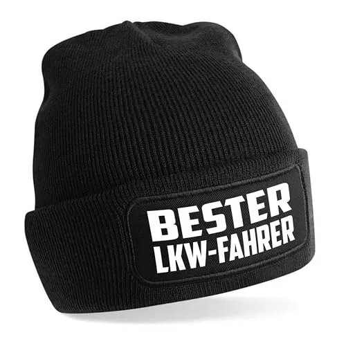 Beanie Strickmütze mit Spruch | Bester LKW-Fahrer | schwarz | Unisex SoftTouch angenehm weiche und warme Wintermütze | OneSize Einheitsgröße für Erwachsene