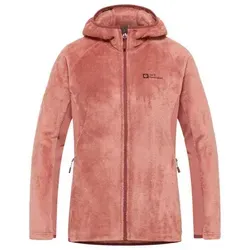 Jack Wolfskin ROTWAND Fleecejacke Damen in mineral red, Größe S HW 2024 - Funktionsjacken mit Raglanärmel für optimale Bewegungsfreiheit; ausgestattet mit Kapuze und Kinnschutz für zusätzlichen Komfort.