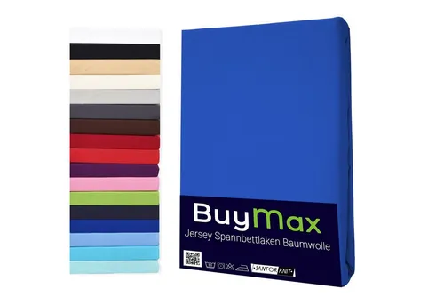 Buymax Spannbettlaken Buymax Jersey aus 100% Baumwolle, Jersey, Gummizug: Rundumgummi, (1 Stück), Pflegeleicht und Atmungsaktiv in Verschiedenen Farben und Größen