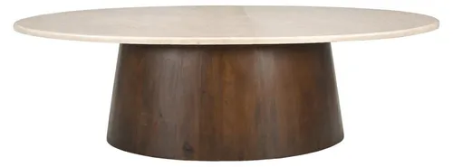 Botticino Ovaler Couchtisch aus Mangoholz 120x65 cm - Beige/Braun - Der elegante Botticino Couchtisch aus hochwertigem Mangoholz vereint zeitloses Design und Funktionalität. Ideal für jedes Wohnzimmer, bietet er Platz für Dekoration und Getränke.