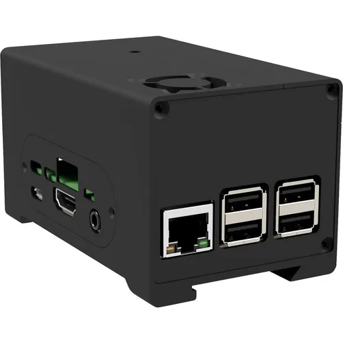 Joy-it Aluminiumgehäuse für Raspberry Pi mit Batteriefach - PC-Gehäuse für Raspberry Pi, bietet Platz für StromPi 3 und BatteryHat, mit abnehmbarer Abdeckung für einfachen Zugang zur GPIO-Leiste und Lüftersteuerung.