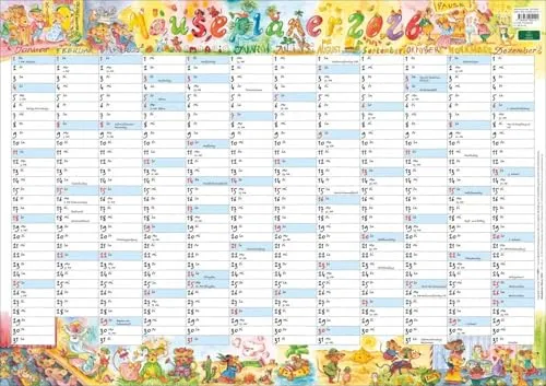 Wandplaner Wilde Mäuse 2026: Praktischer Kalender mit Überblick über das ganze Jahr. Feiertage und Kalenderwochen in einem Posterplaner mit lustigen Mauszeichnungen. 68 x 48 cm (ABBFH59)
