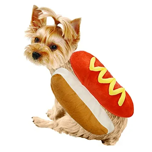 Haustier Hot Dog Kostüm Hamburger Design Hund Kleidung Haustier Halloween Cosplay Outfit Weihnachtsfeier Dress Up für Welpen Kätzchen(S)