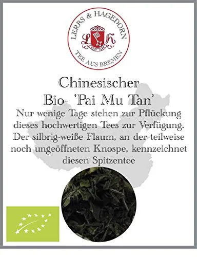 Lerbs & Hagedorn, China Tee Bio Pai Mu Tan| Hocharomatischer Geschmack 250g (ca. 21 Liter) Ökologischer Anbau