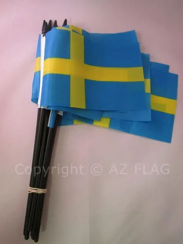 STOCKFLAGGE SCHWEDEN 15x10cm - SCHWEDISCHE 10 stück mini fahne 10 x 15 cm - flag