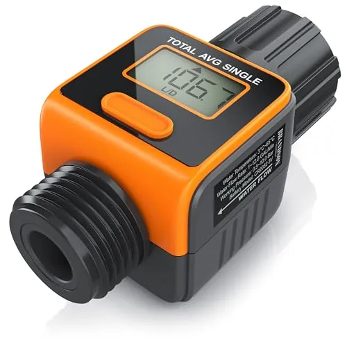 Brandson Wasseruhr - Digitaler Durchflussmesser 3/4 Zoll für Garten - Praktische digitale Wasseruhr zur Echtzeitüberwachung des Wasserverbrauchs. Ideal für Gartenbewässerung und Poolnachfüllung. Mit 4 Messmodi und hoher Messgenauigkeit für effizienten Einsatz.