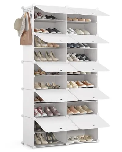 Mondeer Schuhregal aus Kunststoff, 10 Ebenen für 40 Paar Schuhe - Platzsparendes Schuhregal mit 10 Fächern für bis zu 40 Paar Schuhe. Stabil und vielseitig einsetzbar – ideal für Flur, Schlafzimmer oder Wohnzimmer. Pflegeleicht und einfach aufzubauen!