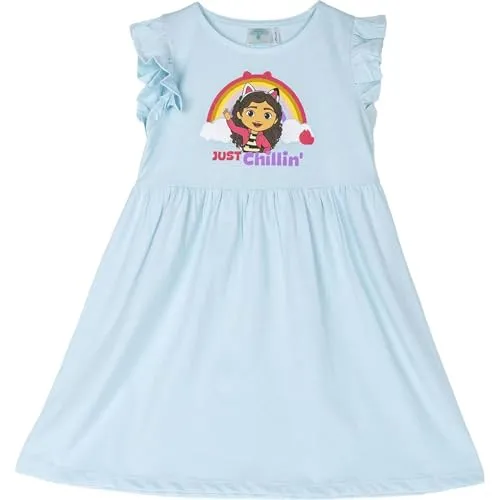 CERDÁ LIFE'S LITTLE MOMENTS Gabby's Dollhouse Kinderkleid - Blau - Größe 3 Jahre - Mädchenkleid - Hergestellt aus 100% Baumwolle 145 g/qm - Gabby Print - Original Produkt entworfen in Spanien