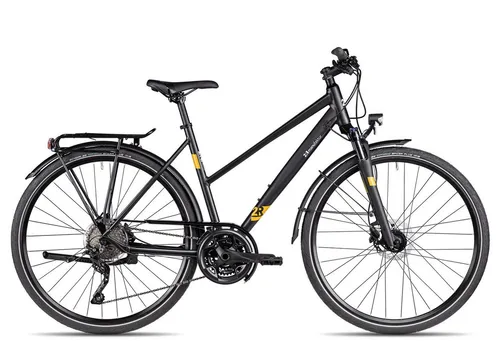 2R Manufaktur TRS30 Trapez Damen-Trekkingbike - Fahrrad mit 30-Gang Deore Schaltung, hydraulischen Scheibenbremsen und heller LED-Lichtanlage für optimale Sichtbarkeit und Sicherheit.