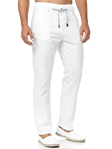 Indicode Leinenhose Veneto beige L - Wanderhose aus 55% Leinen und 45% Baumwolle, leicht und pflegeleicht, ideal für entspannte Outdoor-Aktivitäten in der warmen Saison.