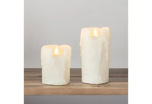 Lights4fun LED-Kerze 2er Set mit Echtwachs und Timer - Stimmungsvolle LED-Kerzen im 2er Set aus Echtwachs, mit Wachstropfen und praktischem Timer für eine gemütliche Atmosphäre ohne offenen Flammen.