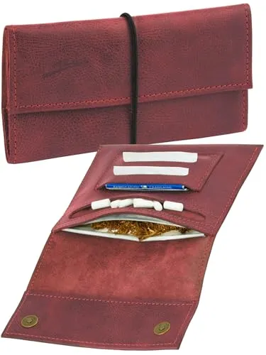 Simaru Handgefertigte Tabaktasche aus italienischem Leder – Edles Design mit praktischem Verschluss - Hochwertige Tabaktasche aus italienischem Leder, ideal für 30g und 35g Drehtabak. Mit durchdachten Fächern für Filter und Papers sorgt sie für Ordnung. Handgefertigt in der EU – perfekte Kombination aus Stil und Funktionalität.
