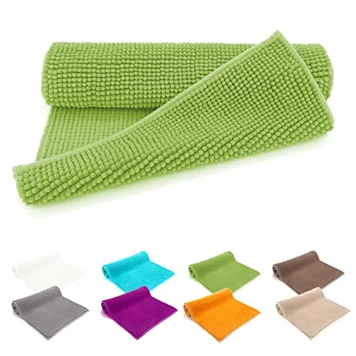 heimtexland ® Badvorleger Chenille Super Flauschig Saugstark Badteppich Badematte Ökotex Typ771 Grün 45 x 50 cm