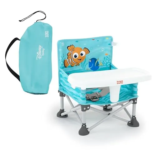 Bright Starts Disney Findet Nemo Pop ’N Sit Tragbare Sitzerhöhung, für drinnen und draußen, Bodensitz mit Esslernsitz, 6 Mon - 3 Jahre