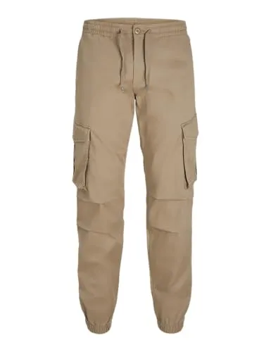 JACK & JONES Herren Cargohose Noah Cuffed Cargo - Bequeme Relaxed Fit Cargohose in Beige, ideal für Outdoor-Aktivitäten und Freizeit, perfekt für Abenteuer in der Natur.
