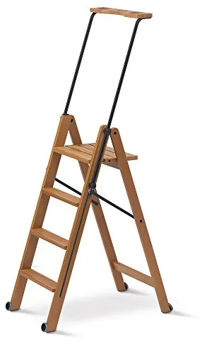 Arredamenti Italia Leiter 170/4 TUSCANIA; Holz - 4 Stufen - zusammenklappbar - mit Sicherheitssystem - Farbe: Kirsche Holz AR-It il Cuore del Legno