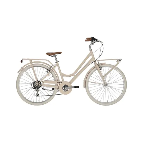 ANITAbyAlpina Mädchenfahrrad 26 Zoll MILLY - Stilvolles Design in Creme - Das ANITAbyAlpina Mädchenfahrrad Milly überzeugt mit 6-Gang Kettenschaltung und sicherer V-Bremsen. Ideal für Schule und Freizeit, mit robusten Anbauteilen und hellem LED-Licht für sichere Fahrten.