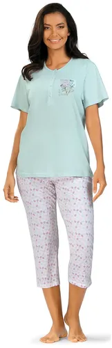 comtessa Schlafanzug Summer Whisper (Set, 2 tlg.) Damen Pyjama in lila - Bequemer 2-teiliges Pyjama-Set mit 7/8 Hose und Rundhalsausschnitt. Aus 100% Baumwolle, pflegeleicht und ideal für entspannte Nächte. OEKO-TEX® zertifiziert für geprüfte Qualität.