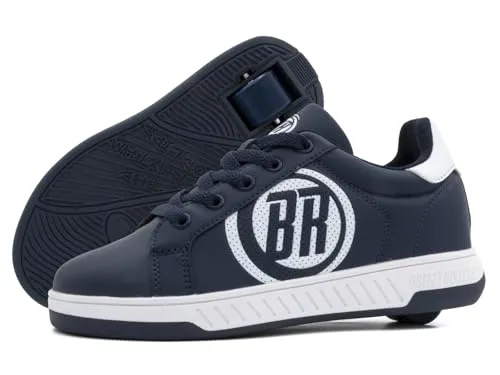 Breezy Rollers Sneakers mit Rollen in Dunkelblau/Weiß, Größe 36 - Sneaker für Kinder mit einklappbaren Rollen für zusätzlichen Fahrspaß. Ideal für aktive Kids, die gerne rollen und laufen!