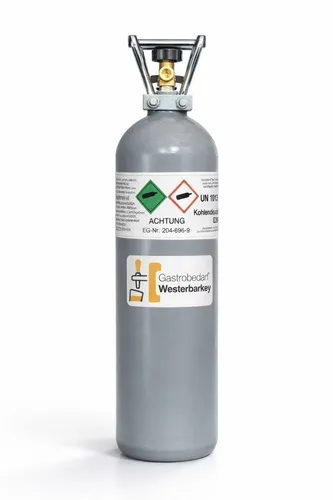 Gastrobedarf Westerbarkey CO² Flasche 2000g - CO2- & Stickstoffflaschen mit 2000g Lebensmittelkohlensäure, TÜV-zertifiziert für 10 Jahre, ideal für Zapfanlagen und Aquarien, praktisch mit Tragegriff.
