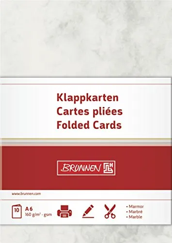 BRUNNEN 105141580 Brief-/Falt-/Visitenkarte (unbedruckt Doppelkarte, A6, 160 g/qm, 10 Blatt) grau