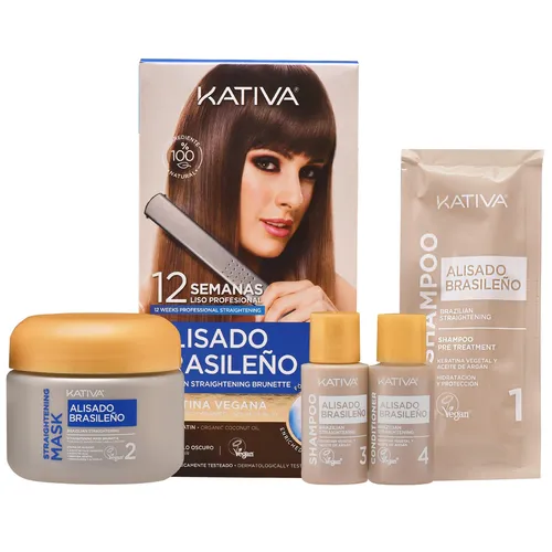 Kativa Brasileno Brunette Glättungsset für dunkles, lockiges Haar