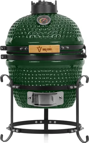 BBQ-Toro Kamado Grill Holzkohlegrill Haiiro Ø 32 cm - Mini Keramikgrill mit Thermometer und Holzgriff, ideal für Grillen, Kochen und Räuchern. Hochwertige Keramik sorgt für optimale Hitzespeicherung und Langlebigkeit.