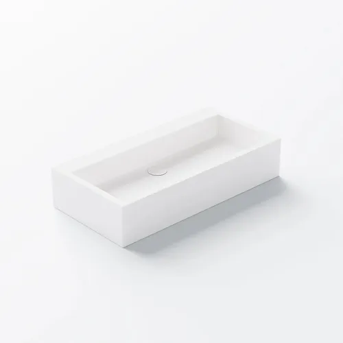 Steinberg Serie 440 Aufsatzwaschtisch – Modernes Design, Eckig - Hochwertiger Aufsatzwaschtisch aus SOLIDSurface in elegantem Mattweiß. Ideal für stilvolle Badezimmer, bietet er eine perfekte Lösung für Ihre Waschbeckeninstallation.