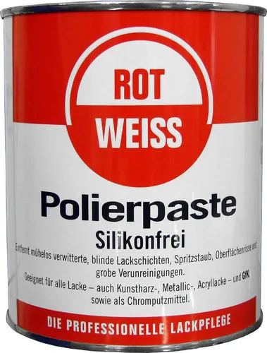 ROTWEISS Polierpaste 750 ml - Hochwertige Lackpolitur - Autopflege & Motorradpflege - Perfekte Politur für strahlenden Lack und effektiven Fahrzeugschutz, hergestellt in Deutschland.