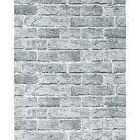 EDEM 583-26 3D Rustikale Vinyl Tapete Vintage Mauerstein Klinker Ziegel Brix Grau 10,05 m x 0,53 m 5,33 m2 Grau