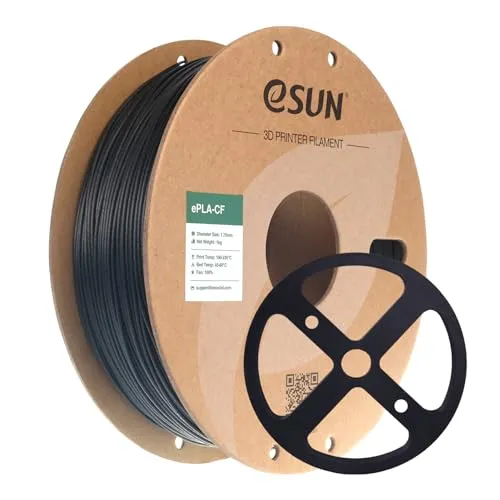 eSUN Kohlefaser Gefüllt PLA Filament 1.75mm, PLA-CF Carbon Fiber Filled PLA Filament Maßgenauigkeit +/- 0.03mm, 1KG Spule (2.2 LBS) 3D Druck Materialien für FDM 3D Drucker,Schwarz