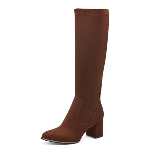 MARCO TOZZI Damen Hohe Stiefel mit Absatz Spitz Elegant, Braun (Cognac), 38 EU