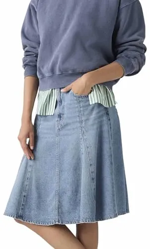 Levi's® GODET KNEE LENGTH SKIRT - Midirock mit Falten in Blau 27 - Stylischer Midirock mit Falten aus atmungsaktivem Denim, ideal für lässige Outfits. Pflegeleicht und bequem für den täglichen Einsatz.